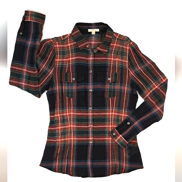 Burberry Tops - BURBERRY BRIT Tartan Plaid Long Sleeve Button Down Blouse